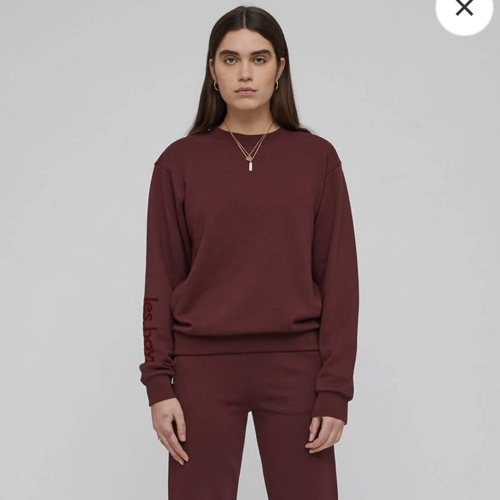 Les girls les boys Loopback Crew Neck Sweatshirt Plum